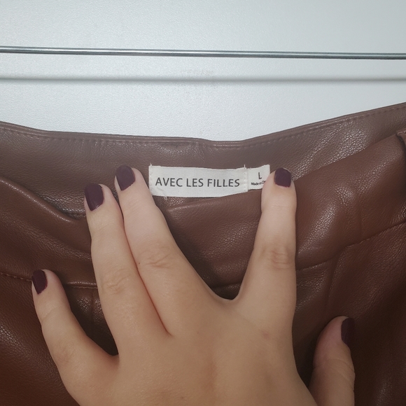 Avec Les Filles Brown Pleather Pants - Picture 6 of 6